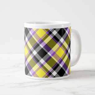 Quirky Eclectic Boho Nonbinary Plaid Pride Flag Large Coffee Mug