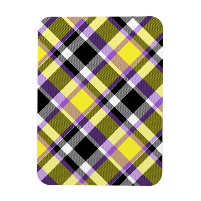 Quirky Eclectic Boho Nonbinary Plaid Pride Flag Magnet (Vertical)