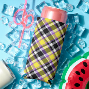 Quirky Eclectic Boho Nonbinary Plaid Pride Flag Seltzer Can Cooler