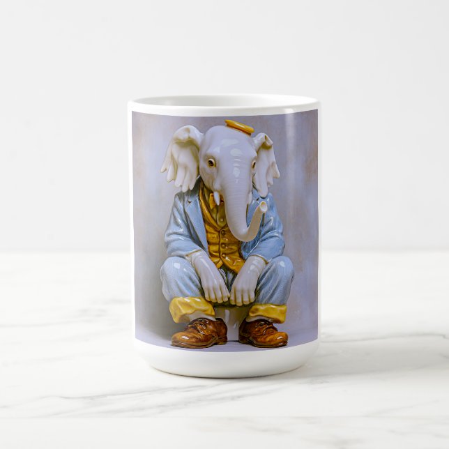 Quirky Elephant Blue Suit Coffee Mug (Center)