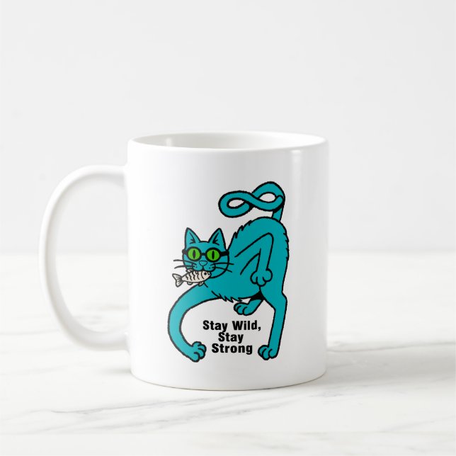 Quirky Expressive Cat Coffee Mug (Left)