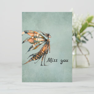 Quirky Fairy   Miss You Greeting Card