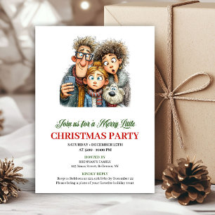 Quirky Family Festive Watercolor Christmas Card