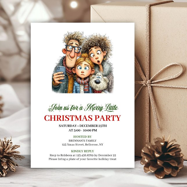Quirky Family Festive Watercolor Christmas Card (Quirky Family Festive Watercolor Christmas Card)