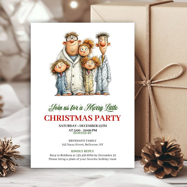 Quirky Family Modern Watercolor Holiday Invitation (Quirky Family Modern Watercolor Holiday Invitation)