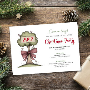 Quirky festive tree watercolor holiday invitation