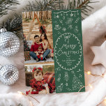 Quirky Forest Green Hand Drawn Merry Christmas Holiday Card<br><div class="desc">Share your warmest wishes with this personalised 2 photo Holiday card. Featuring a cosy winter scene with mistletoe & greenery, it’s the perfect way to showcase your favourite family memories. **Notes: Top Image - Vertical Photo preferred & for Bottom Image - Horizontal Photo Preferred (Use Crop tool to adjust Photo...</div>