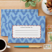 Quirky French Blue Ogee Pattern Wavy Line Label