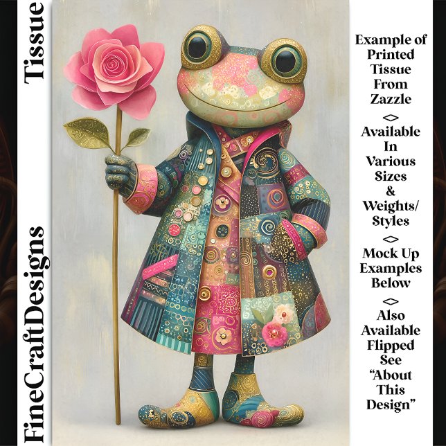Quirky Frog, Colourful Coat, Rose DL7L Decoupage Tissue Paper (Creator Uploaded)