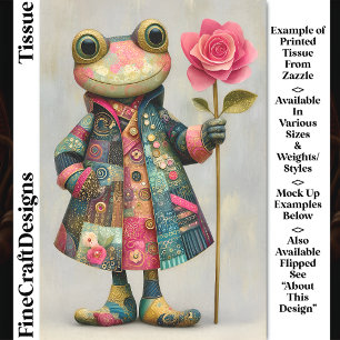 Quirky Frog, Colourful Coat, Rose DL7R Decoupage Tissue Paper