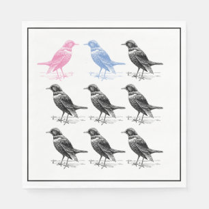 Quirky Fun Blue Pink Black Bird  Napkin
