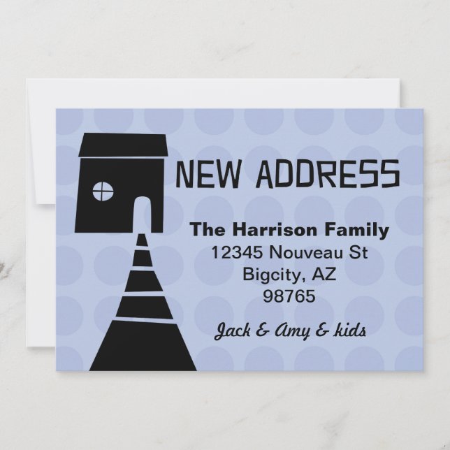 Quirky Fun New Address Blue Announcement (Front)