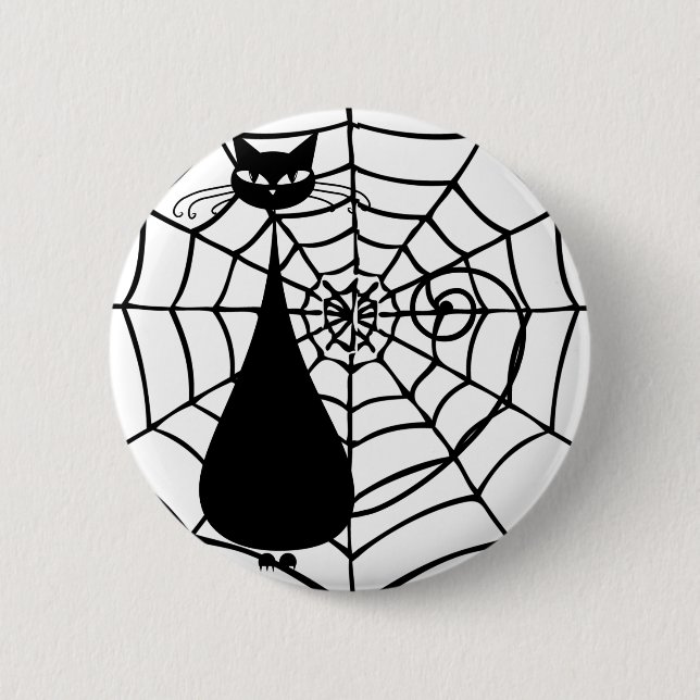 Quirky Funny Black Cat Feline 6 Cm Round Badge (Front)