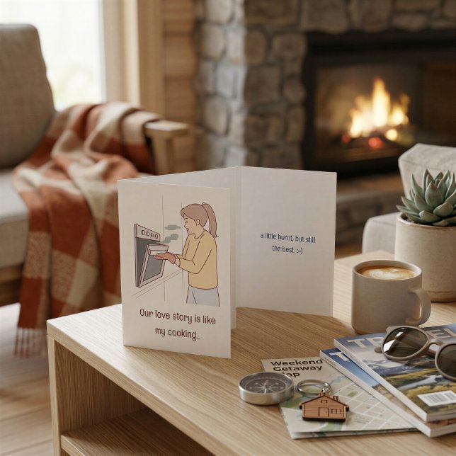 Quirky Funny Couples Card – Burnt Cooking Love (Creator Uploaded)