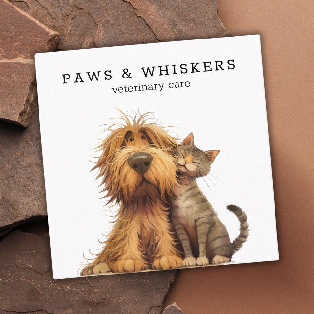 Quirky Funny Dog Cat Veterinary Square Business Card (Creator Uploaded)