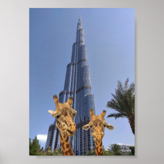 Quirky Giraffes at Burj Khalifa Wall Art