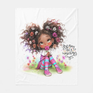 Quirky Girl Dream Like A Unicorn Fleece Blanket