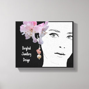 Quirky gothic woman in pink by Berglind Design  Ca Canvas Print