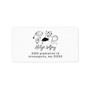 Quirky Graduation Icons White Return Address Label