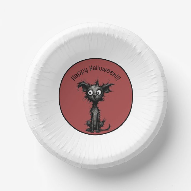 Quirky Halloween Dog Paper Party Bowl Paper Plate (Front)