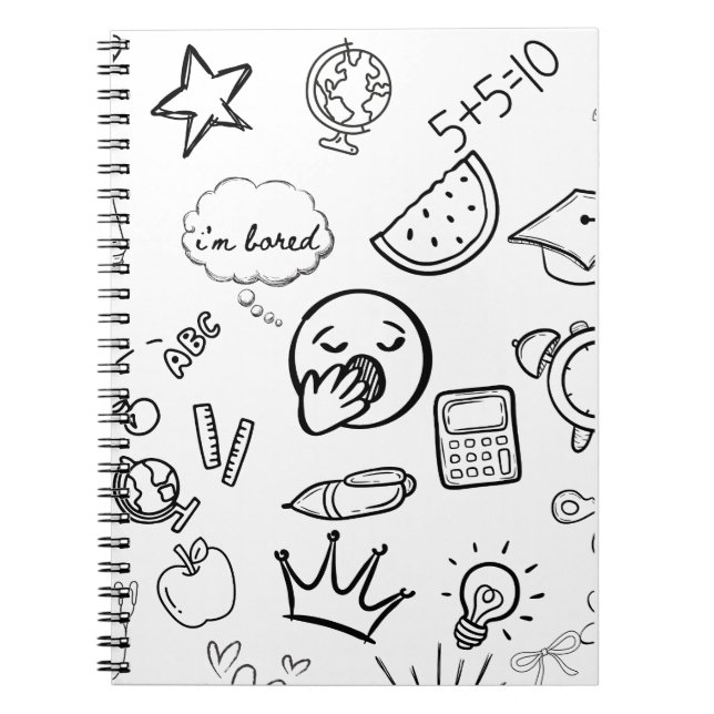 Quirky Hand Drawn Doodle Pattern Notebook (Front)