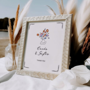 Quirky Hand Drawn Floral Urn Cards and Gifts Poster