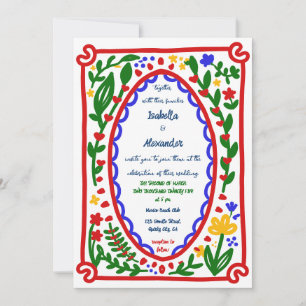 Quirky Hand Drawn Floral Wedding Invitation