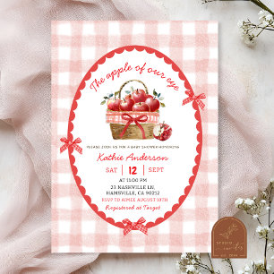 Quirky Hand Drawn Illustration Apple Baby Shower Invitation
