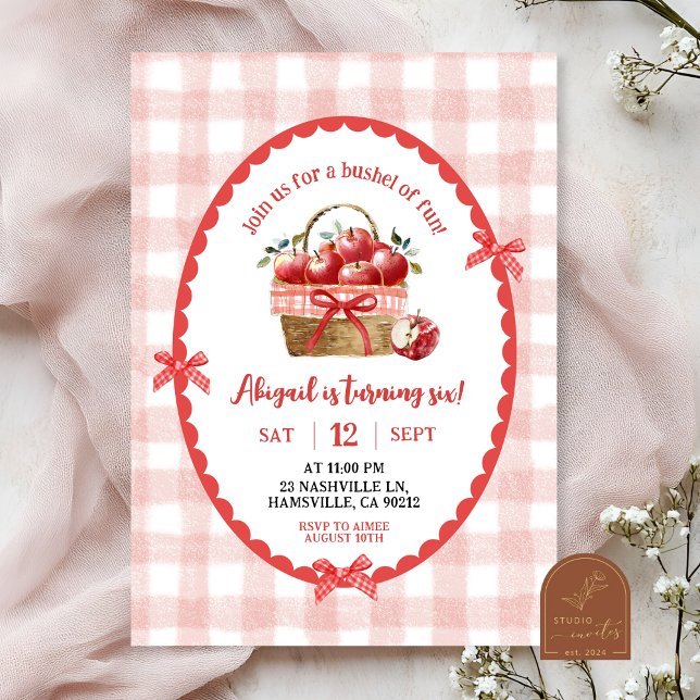 Quirky Hand-Drawn Illustration Apple Girl Birthday Invitation (Creator Uploaded)