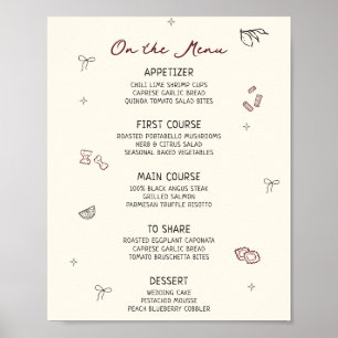 Quirky Hand Drawn Maroon Menu Poster