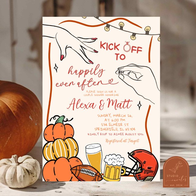 Quirky Hand Drawn Pumpkin Engagement Shower Invitation (Creator Uploaded)