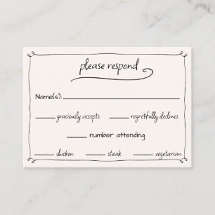 Quirky Hand Drawn Wedding Shoes RSVP & Meal Choice Enclosure Card