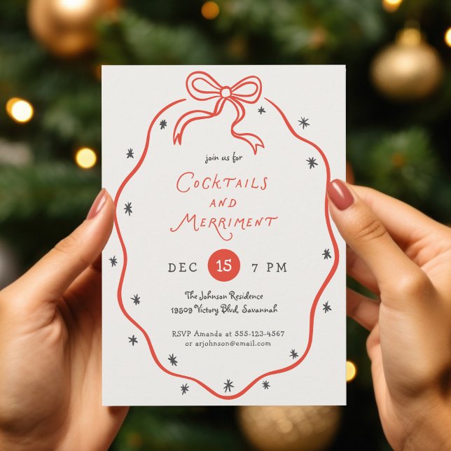 Quirky Handdrawn Doodles Festive Cocktail Party Invitation (Available in both printed and instant download digital formats.)