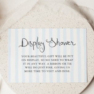 Quirky Handwritten Blue Stripes Display Shower Enclosure Card