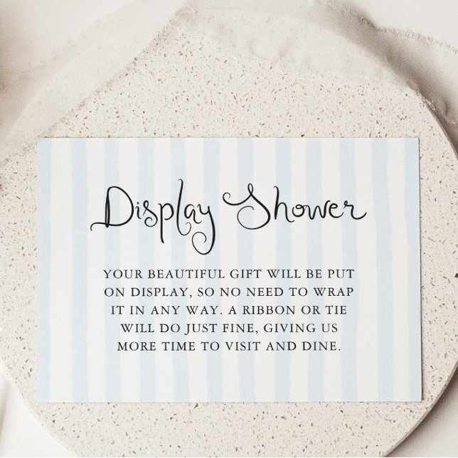 Quirky Handwritten Blue Stripes Display Shower Enclosure Card (Creator Uploaded)