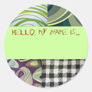 Quirky "Hello, my name is..." button Classic Round Sticker