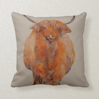Quirky Highland Cow Painting By MirandaPA Cushion