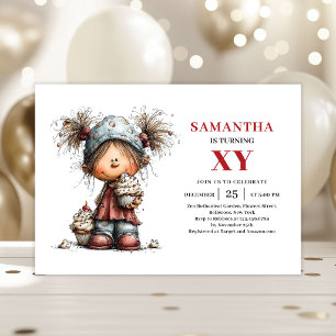 Quirky Humour Girl Birthday Cartoon invitation
