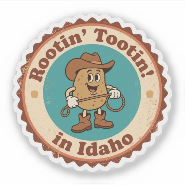Quirky Idaho Badge_ Cowboy Potato with Lasso (Front)