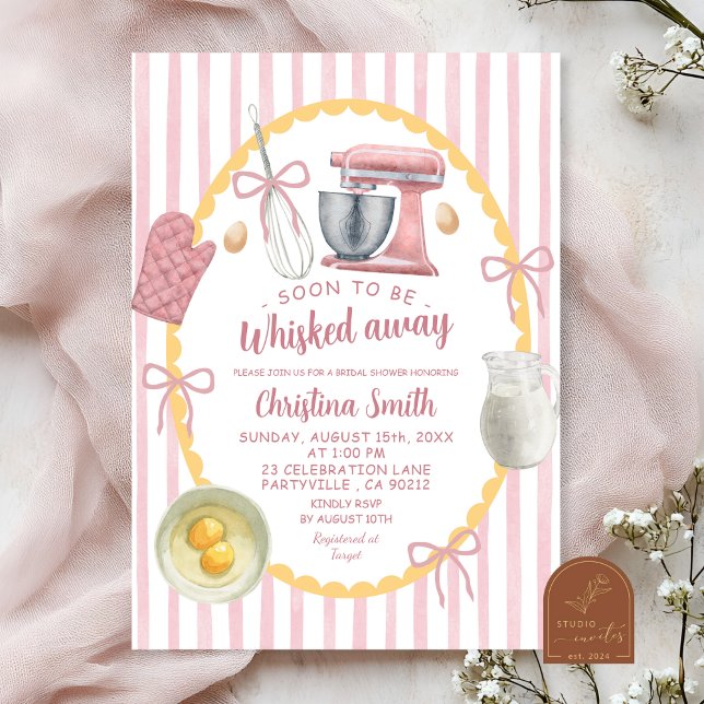 Quirky Illustration Pink Kitchen Bridal Shower Invitation (Creator Uploaded)