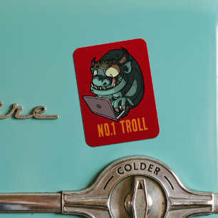 Quirky Internet Troll Number 1 Laptop Cartoon Magnet