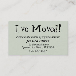 Quirky "I've Moved" Sage Hand-Out Cards
