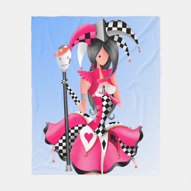 Quirky Jester and Puppet  Fleece Blanket (Front)