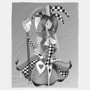 Quirky Jester and puppet king Fleece Blanket