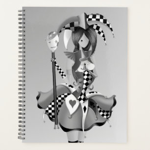 Quirky Jester and Puppet King Grey Planner