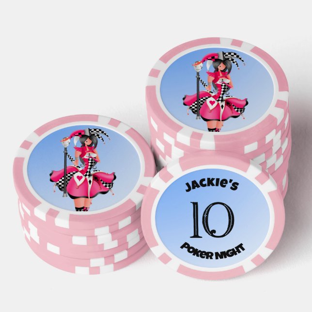 Quirky Jester and puppet king Pink 10  Poker Chips (Stack)