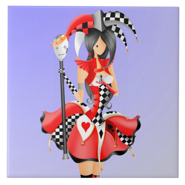 quirky jester and puppet King  Tile (Front)