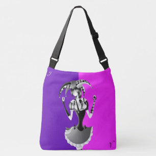 Quirky Jester Holding two Playing Cards   Crossbody Bag