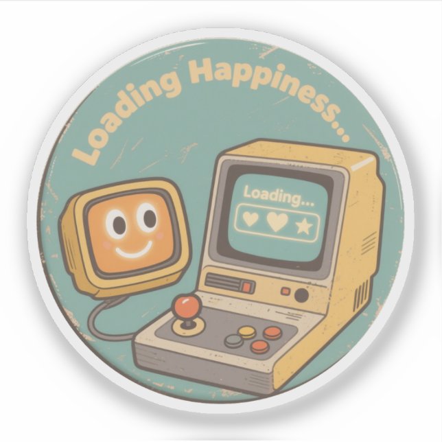 Quirky Joystick Watching Happiness Load Badge (Front)