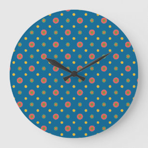 Quirky Jumbo Polka Dots on Navy Blue Wall Clock